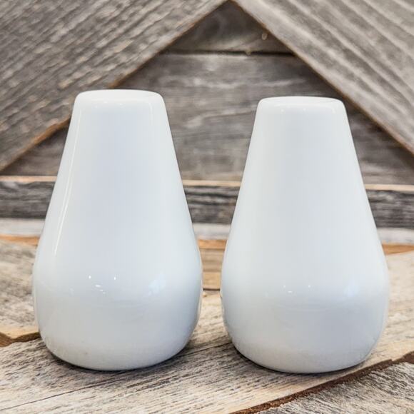 Kahla Elixyr White Porcelain Salt/Pepper Shakers, Chic Asymmetrical Minimalist - Picture 2 of 7